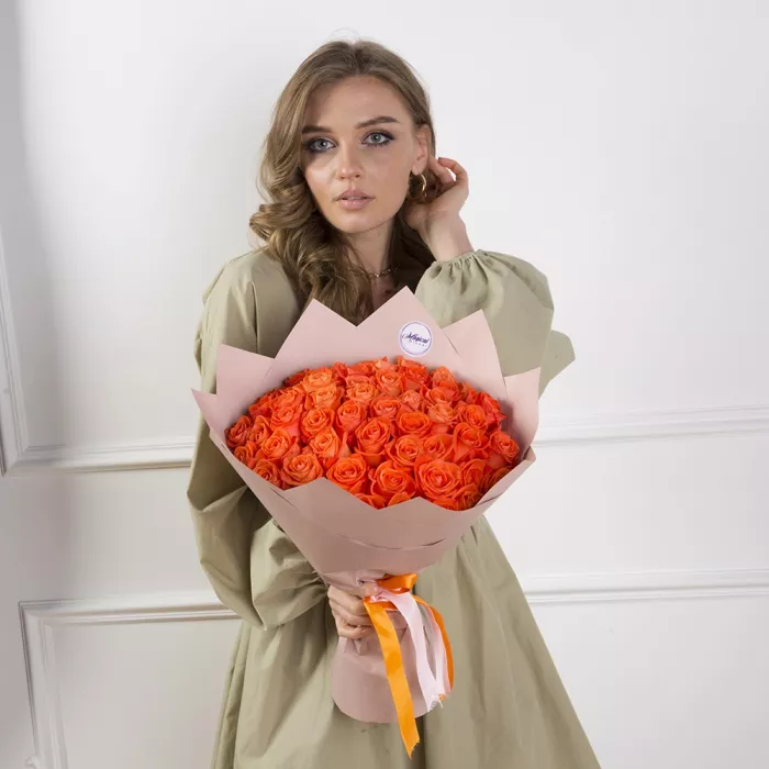 Букет из 51 оранжевой розы