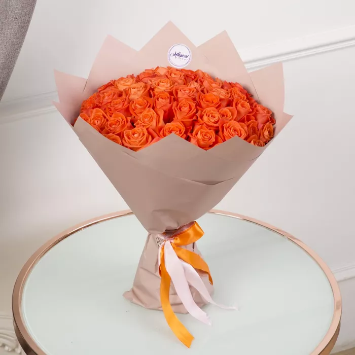 Букет из 51 оранжевой розы