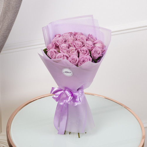 Букет из 21 фиолетовой розы