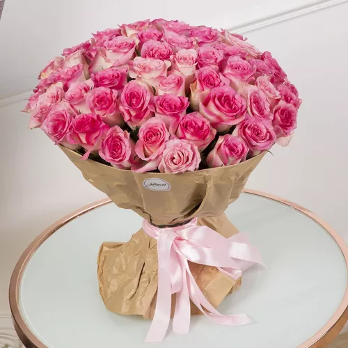 Букет на День матери из 51 розовой розы premium 40 см