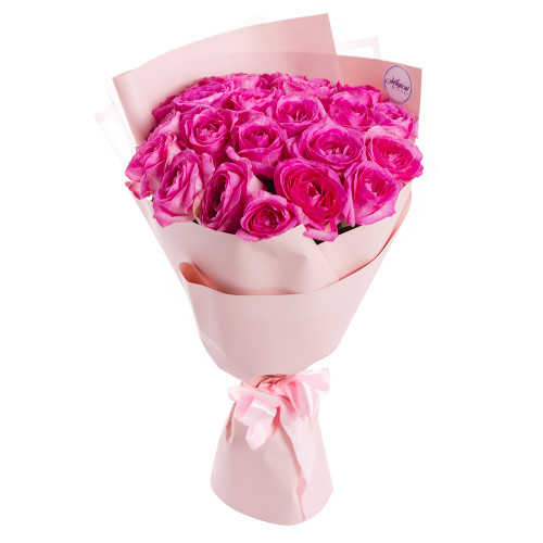 Букет из 21 розовой розы 40 см