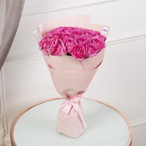 Монобукет из 21 розовой розы 40 см