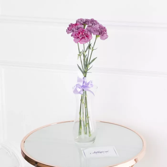 5 фиолетовых гвоздик