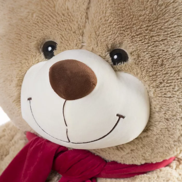 Большой плюшевый бежевый мишка