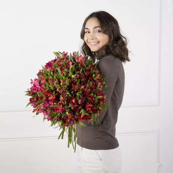 Букет из 35 розовых альстромерий