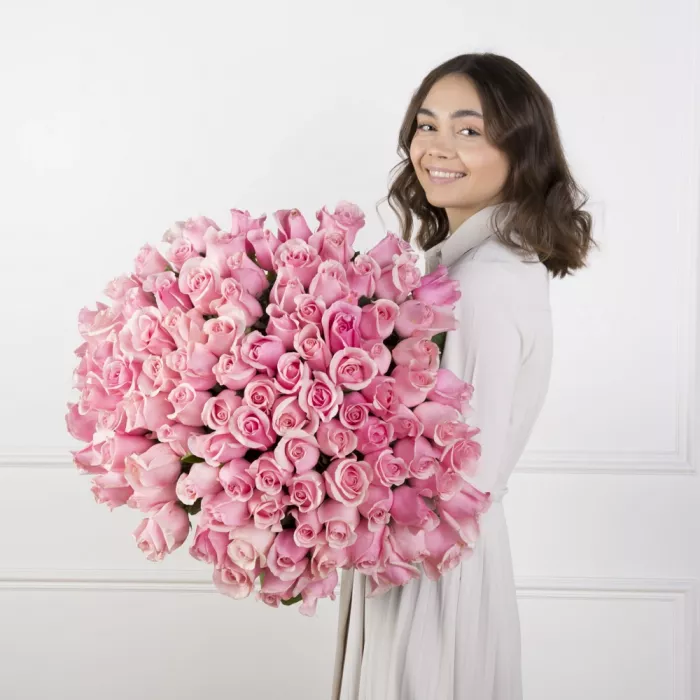 101 розовая роза Эквадор 70 см 101 розовая роза Эквадор 70 см