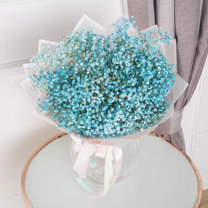 Букет из 15 бирюзовых гипсофил