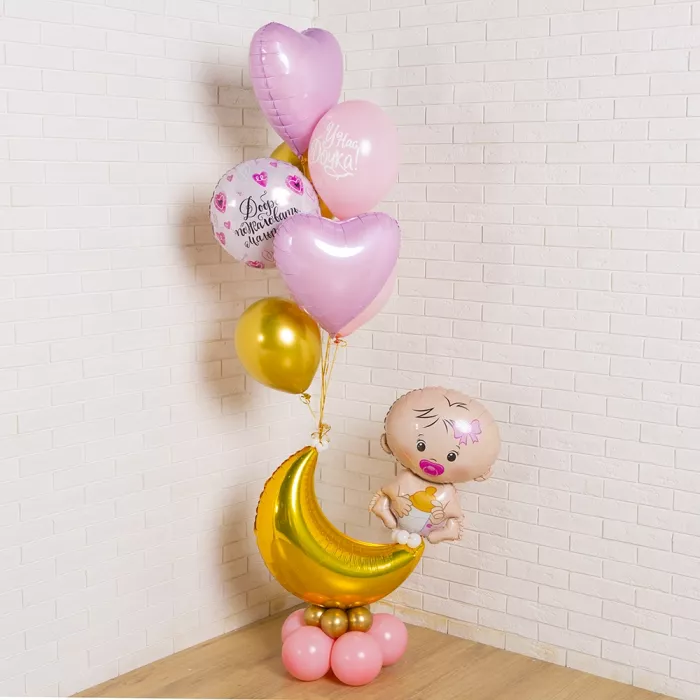 Фонтан шаров На рождение девочки