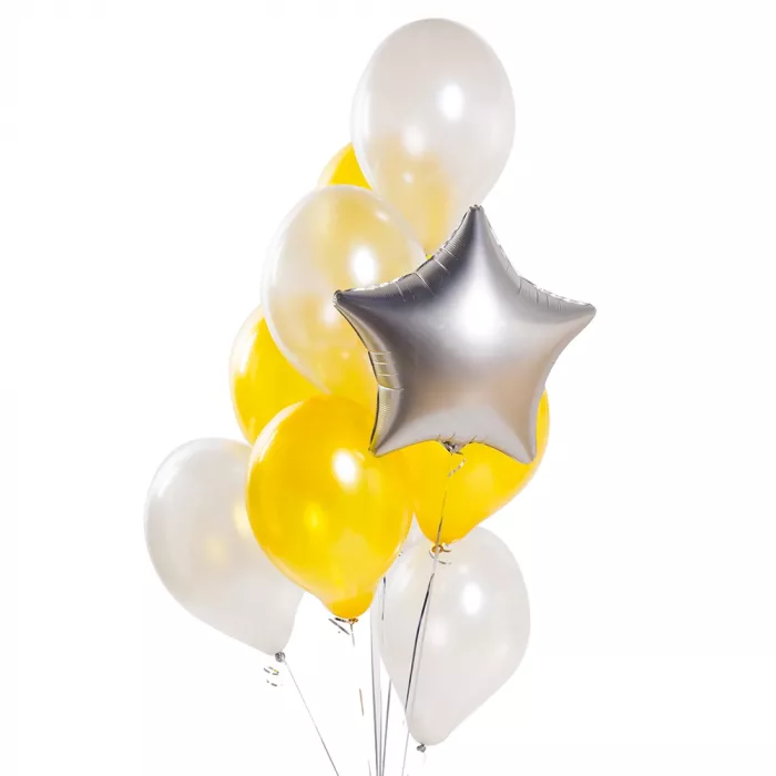 Букет шаров Серебро и Золото