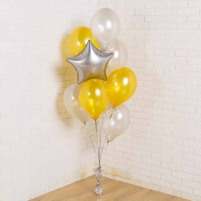 Букет шаров Серебро и Золото