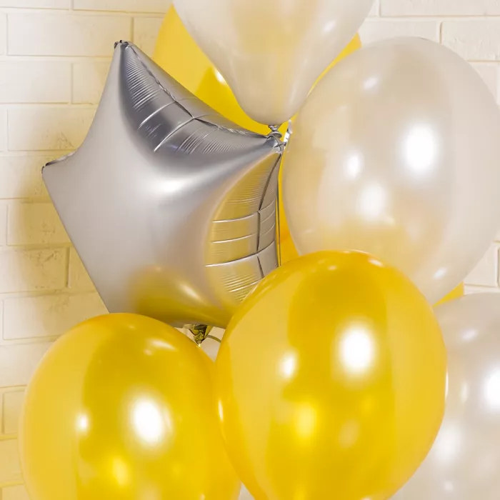 Букет шаров Серебро и Золото