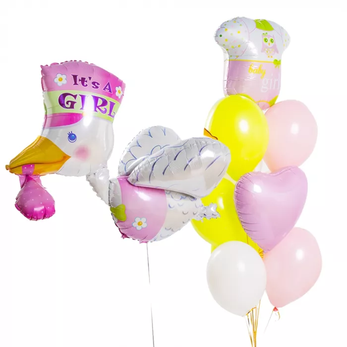 Композиция шаров на выписку девочки Композиция шаров на выписку девочки
