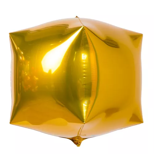 Фольгированный шар куб золото