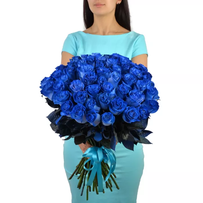 Букет из 51 синяя роза Эквадор (Premium 60см) 