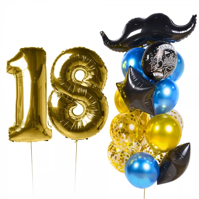 Фонтан шаров Для мужчин с усами и цифрой