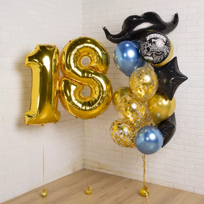 Фонтан шаров Для мужчин с усами и цифрой