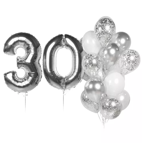 Композиция шаров серебро с цифрой