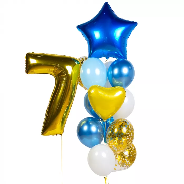 Фонтан с большой синей звездой и цифрой