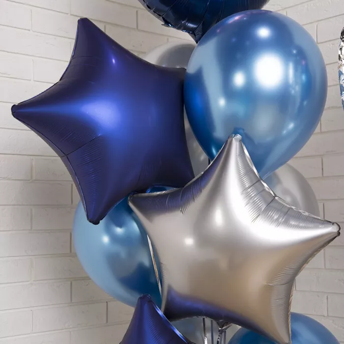 Фонтан шаров синий с цифрой