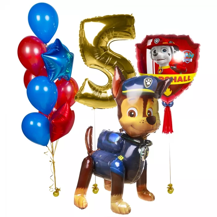 Композиция шаров Щенячий патруль с цифрой