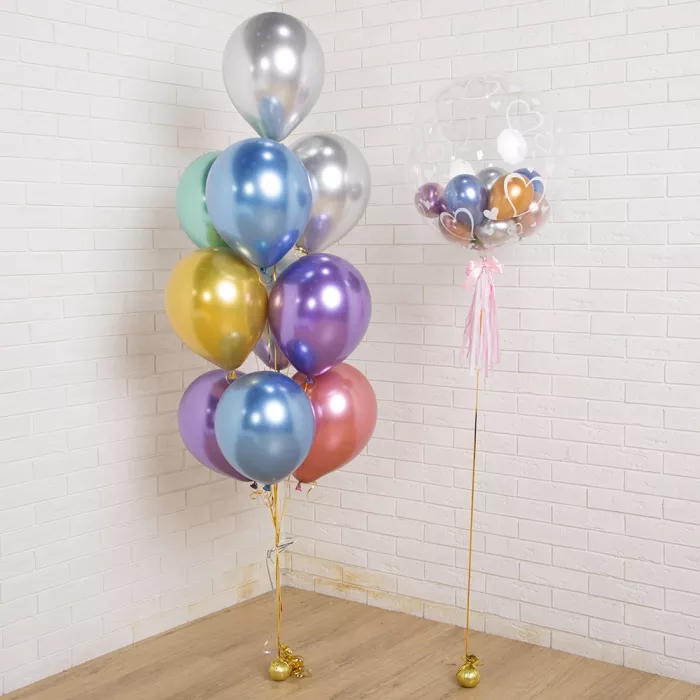 Композиция с шарами хром и шаром Bubble