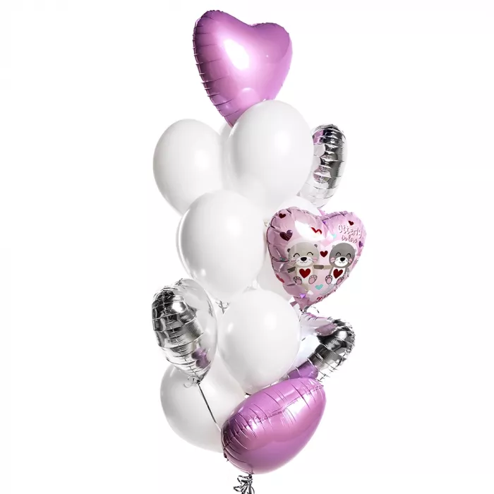 Фонтан шаров влюбленные мишки