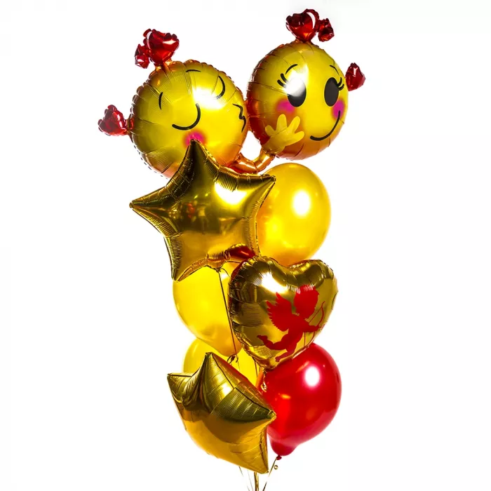 Фонтан шаров Влюбленные смайлы