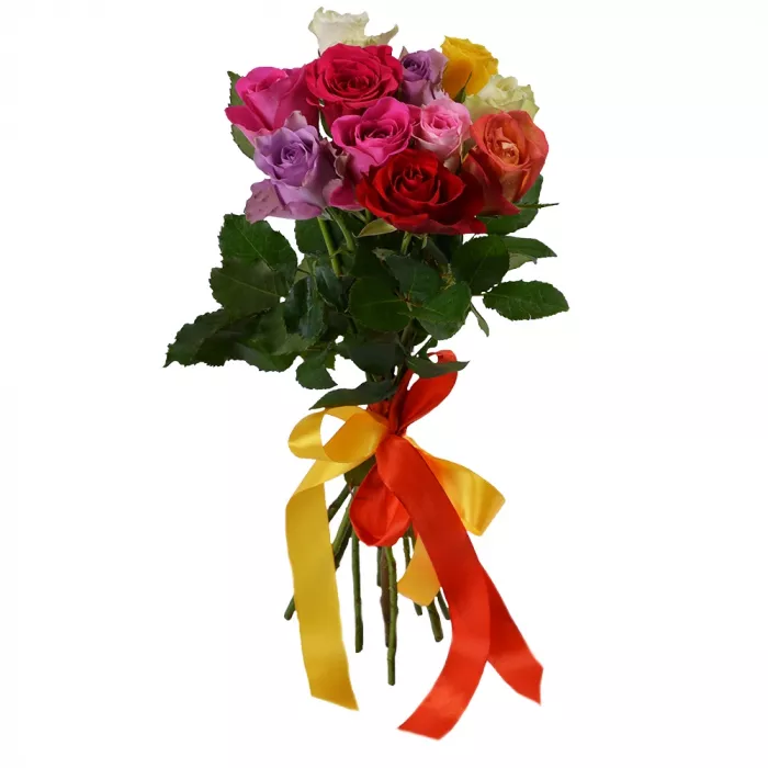 11 разноцветных роз