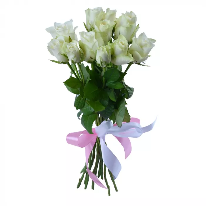 11 белых роз