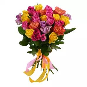 25 разноцветных роз