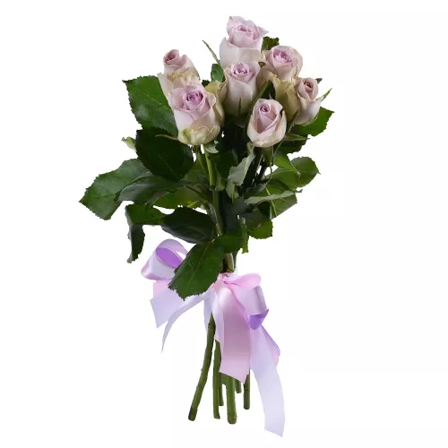 Шикарный букет цветов из 7 сиреневых роз 40 см