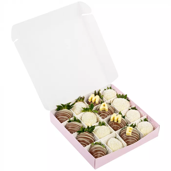 Набор из 16 клубник в шоколаде "Маме" Набор из 16 клубник в шоколаде "Маме"