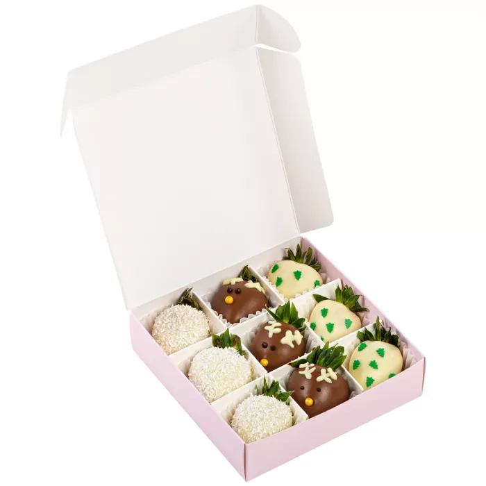 Набор из 9 клубник в шоколаде "Рождественское чудо"