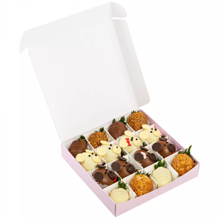 Набор из 16 клубник в шоколаде "Медвежий бал"