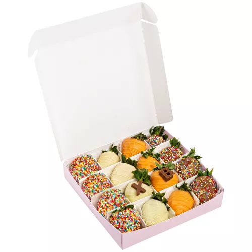 Пасхальный набор из 16 клубник в шоколаде