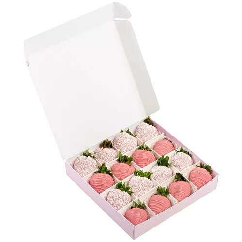 Набор из 16 клубник в шоколаде "Розовый дуэт"