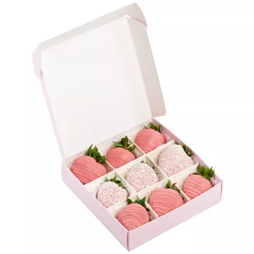 Набор из 9 клубник в шоколаде "Розовый дуэт"