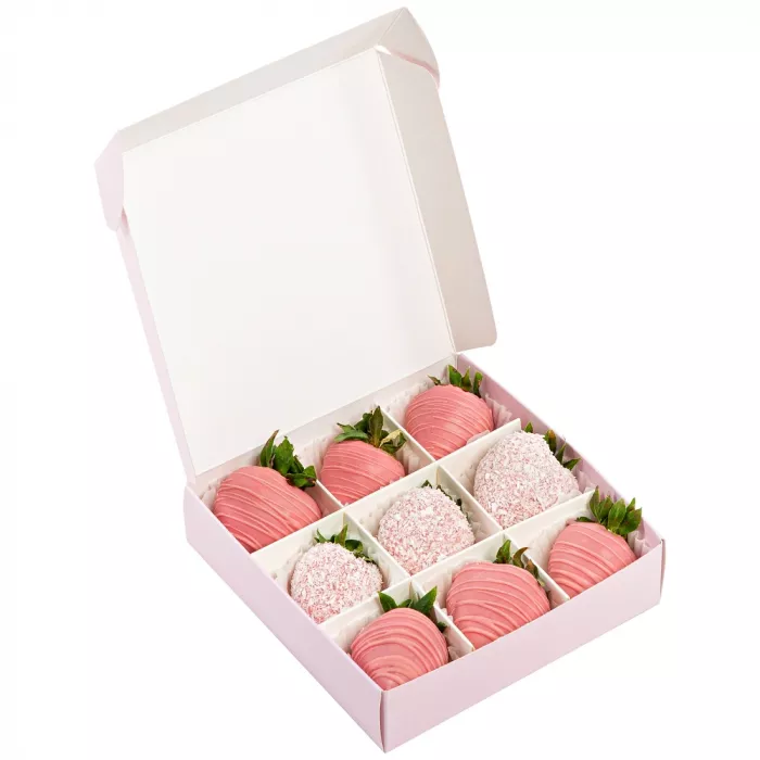 Набор из 9 клубник в шоколаде "Розовый дуэт"