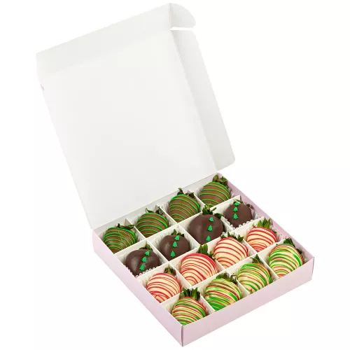 Новогодний набор из 16 клубник в шоколаде