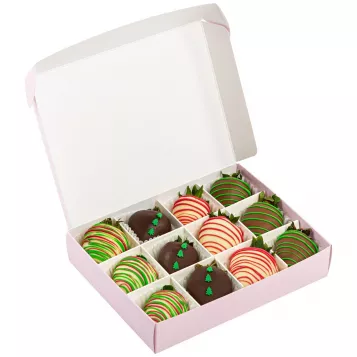 Новогодний набор из 12 клубник в шоколаде