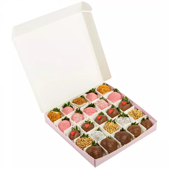 Набор из 25 клубник в шоколаде "Послание сердца" Набор из 25 клубник в шоколаде "Послание сердца"