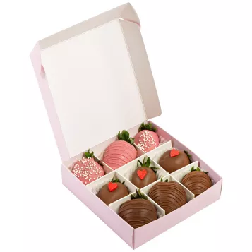 Набор из 9 клубник в шоколаде "Послание сердца"