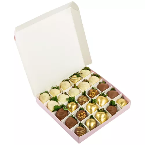 Набор из 25 клубник в шоколаде "Золотой бриз"