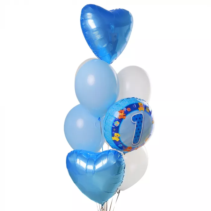 Композиция шаров с мишкой Тедди на день рождения