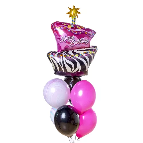 Фонтан разноцветных шаров Happy Birthday