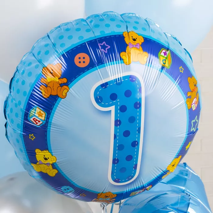 Композиция шаров с мишкой Тедди на день рождения