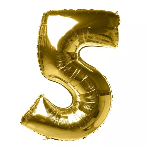 Золотой воздушный шар "Цифра 5"