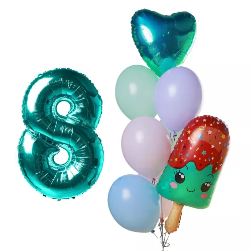 Композиция шаров эскимо и цифрой 8