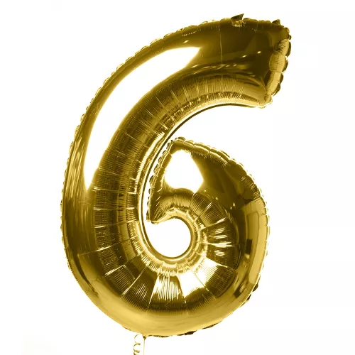 Золотой воздушный шарик "Цифра 6"