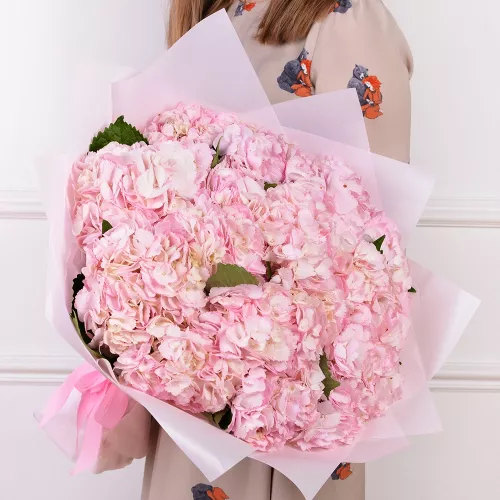 15 розовых гортензий